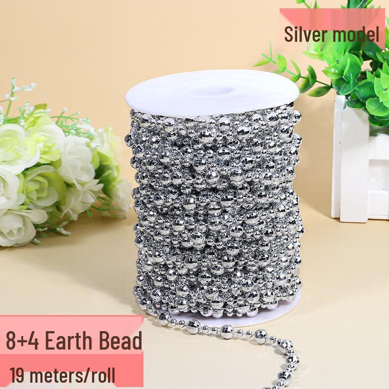 Gold & Silver Electroplated Bead String for DIY Christmas Tree Decorations