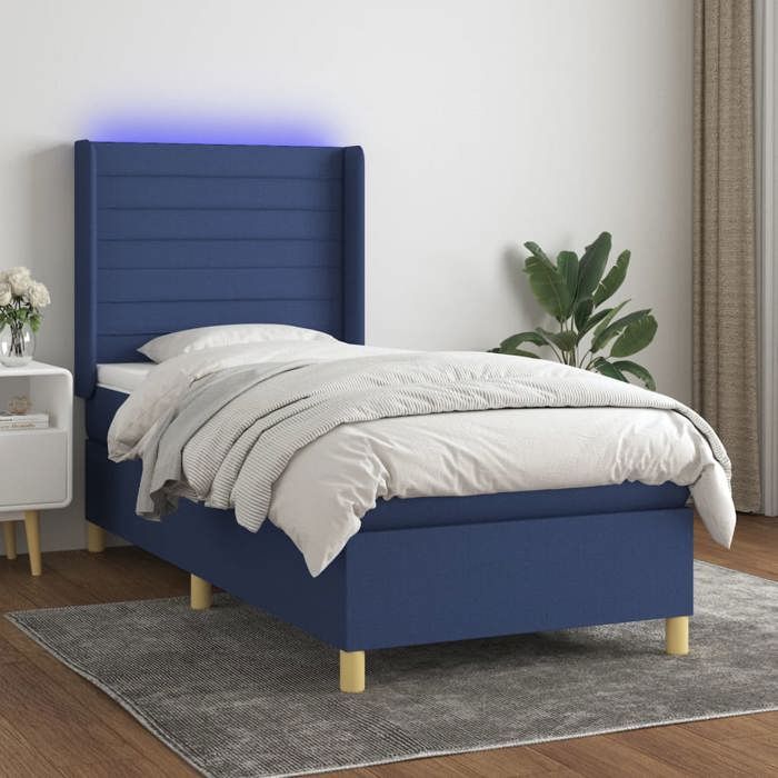 VidaXL Slat Bed Base with Mattress and LED, Upholstered Bed, Single Bed, Adult Bed for Interior Bedroom, 3138923