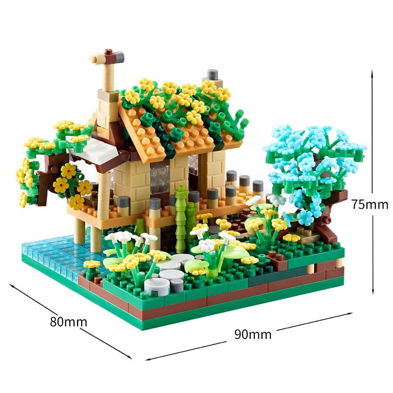Mini Blocks Cabin Architecture Flower House Cake Coffee Shop Building Bricks Diy Toys For Boy Gift Girl Present New Year