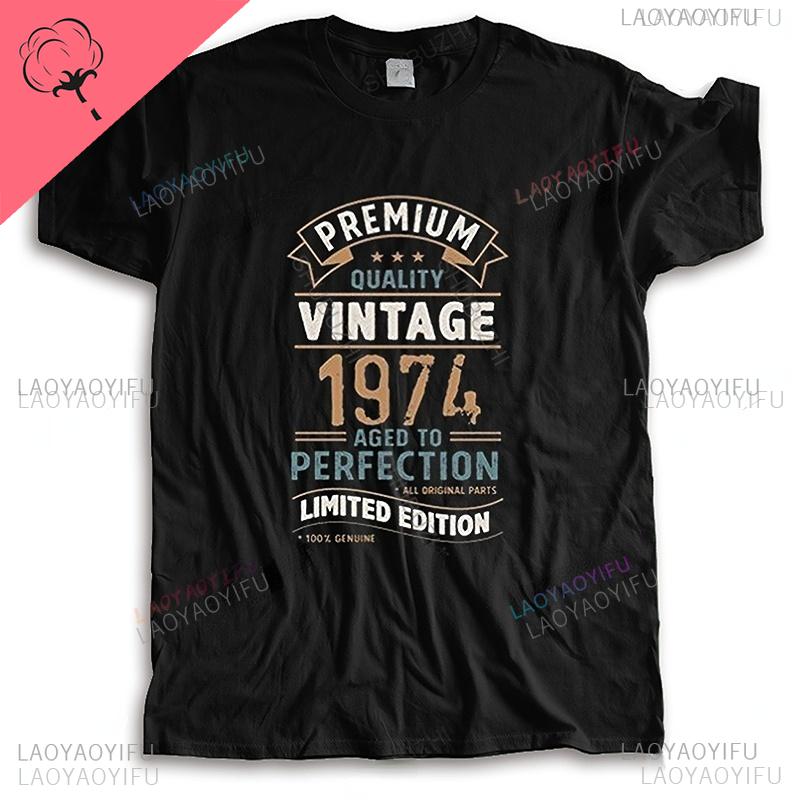 Мужская футболка класса люкс Винтажный Год 1974 - Ограниченная серия 49-й День Рождения Мужская Забавная Футболка Футболка на 50 лет Летние Топы Футболки