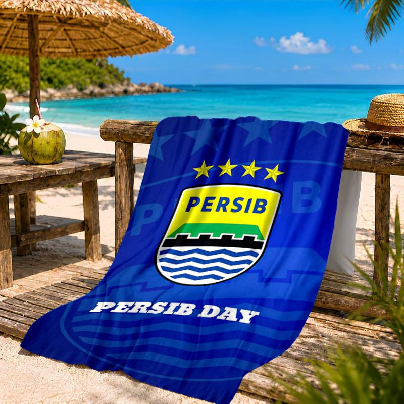 Persib Bandung Football Crest Beach Towel, Quick-drying, Easy to Care for, Suitable for Both Fitness and Beach Vacations,Sports Essential