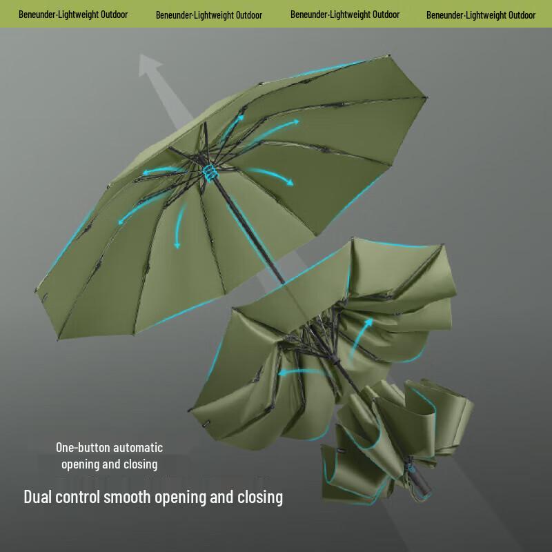Ветрозащитный 3-складной ручной зонт Jiaoxia с 10 ребрами