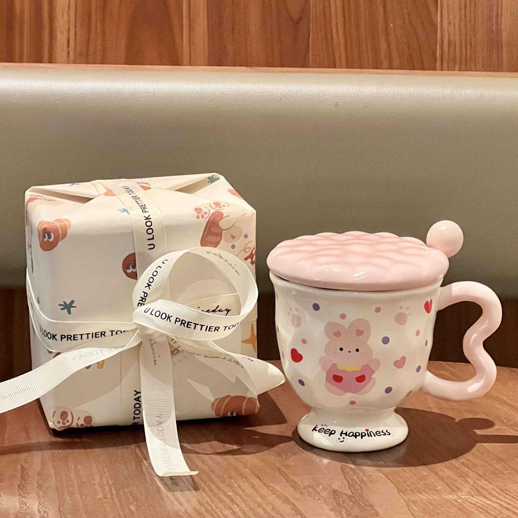 Подарок на день рождения Милая кружка с щенком в горошек Девочка Высокомерный кролик Керамическая чашка для питья Сувенир для лучшего друга