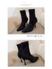 European Autumn/Winter Stiletto Knitted Wool Pointed Toe Sock Ankle Boots: Slimming, Elastic High Heels for Women.