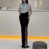 Women Glitter Dress Round Neck Sleeveless High Waist Lady Sequins Split Long Dress Evening Party
