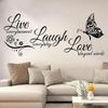 Live Laugh Love Butterfly Flower Wall Art Sticker Modern Wall Poster Quotes Vinyls Stickers Home Decor Living Room Ornament