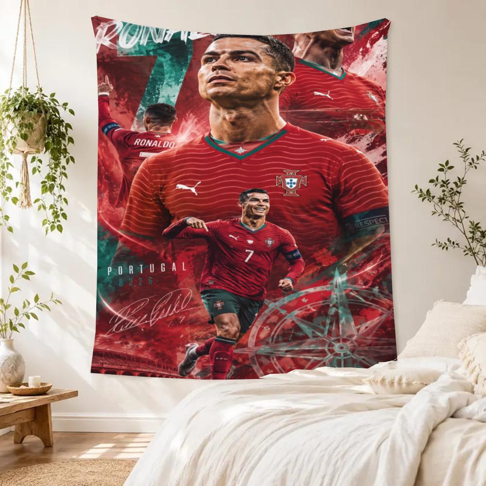 Cristiano Ronaldo Retro Tapestry Nordic Minimal Suitable For Studio Wall Bedroom Reading Corner All Season Exotic Pattern