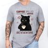Coffee Spelled Backwards Black Cat T-shirt Funny Cute Graphic Tees Summer Unisex T Shirt Oversized Mens Clothes Oversize T-Shirt