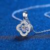 D Color 100% Sterling Silver Clover Pendant Necklace 0.5ct Lab Moissanite Necklace Hollow Flower Diamond Necklace For Women Girls Gift