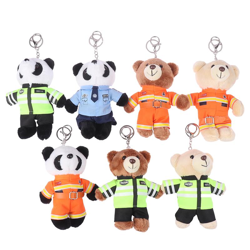 Дорожная полиция Маленький медведь панда плюшевые игрушки брелок полиция пожарные животные брелок кулон автомобиль рюкзак подвески сумка декор подарки