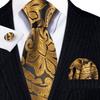 Barry.Wang Mens Ties Fashion Paisley Jacquare Silk Hanky Cufflinks Neckties Set Formal Casual