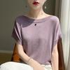 Women Knit T-shirt MODERN NEW SAGA Summer Knitted Shirt Short Sleeve Tees Slash Neck Pullover Knit Tops