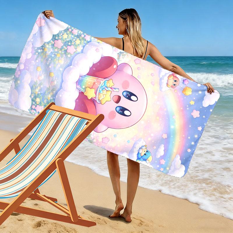 Kirby poster Print Beach Towel, Large Soft Quick Dry Towel for Beach Camping Swimming