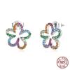 Оригинальные серьги-цветы из стерлингового серебра S925, женские, с полым цирконием, простые серьги-цветы