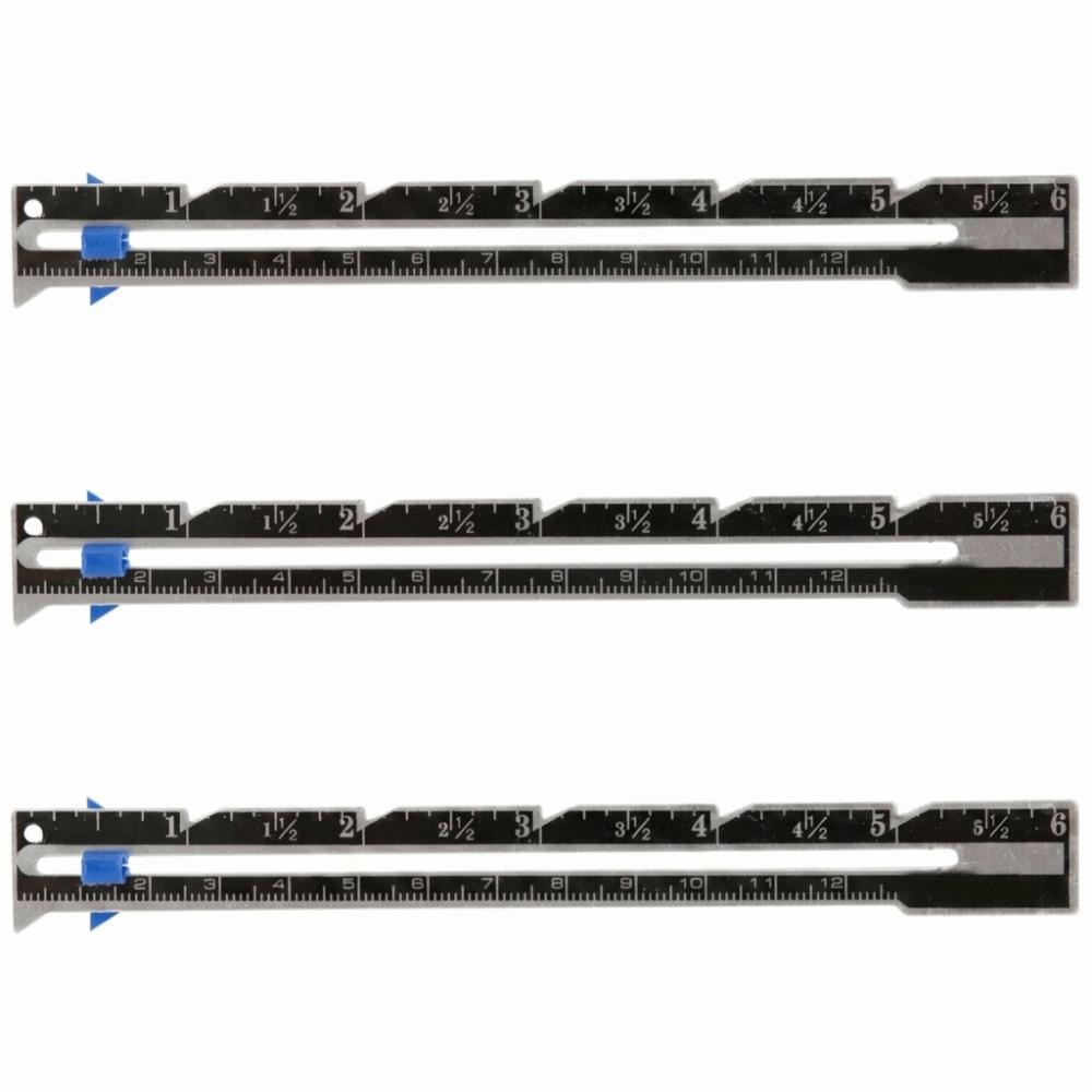 3pcs Black DIY Patchwork Tool Sliding Gauge Cloth Measuring Tool Durable Sewing Ruler For Knitting