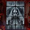 Halloween Window Cover Spooky Ghost Zombie Window Poster Clings Scary Hanging Background Decor for Halloween Party Supplies