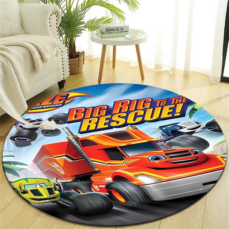 1pc Blaze and the Monster Machines Design Printed Area Round Carpet for Bedroom Living Room Home Decor Rugs Mat Non Slip Mat Rug for Bedside