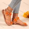 Fashion Women Flowers Roman Sandals 2025 Summer New Luxury Design Breathable Shoes Women Casual Fashion Bohemian Flats Beach Sandals