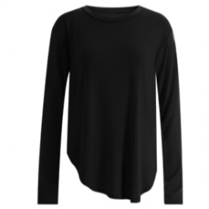 Shop Women Yoga Long Sleeve T shirT Round sliT Hip Cover Rnf Wsh 11860 Pink