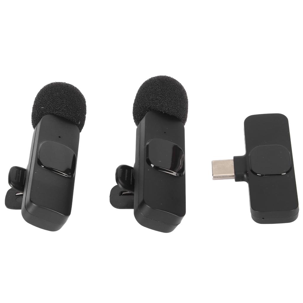 Беспроводной петличный микрофон-петличка 1 на 2 с шумоподавлением, интерфейс Type-C, мини-беспроводной микрофон-клипса