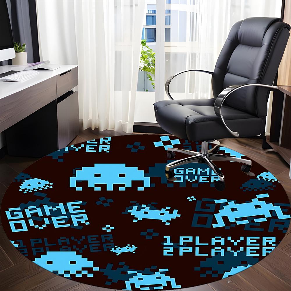 1pc Space Gaming Office Round Area Rug, Indoor Mat Suitable For Office, Under Office Chairs Bedroom Living Room Home Decor, Room Deco