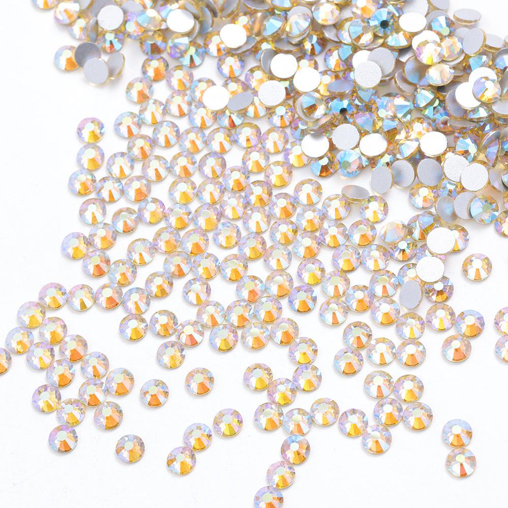 Цветной АБ Хрусталь Плоское Дно Сверло Круглое Сверло для Ногтей Сделай Сам Красочные Украшения для Ногтей