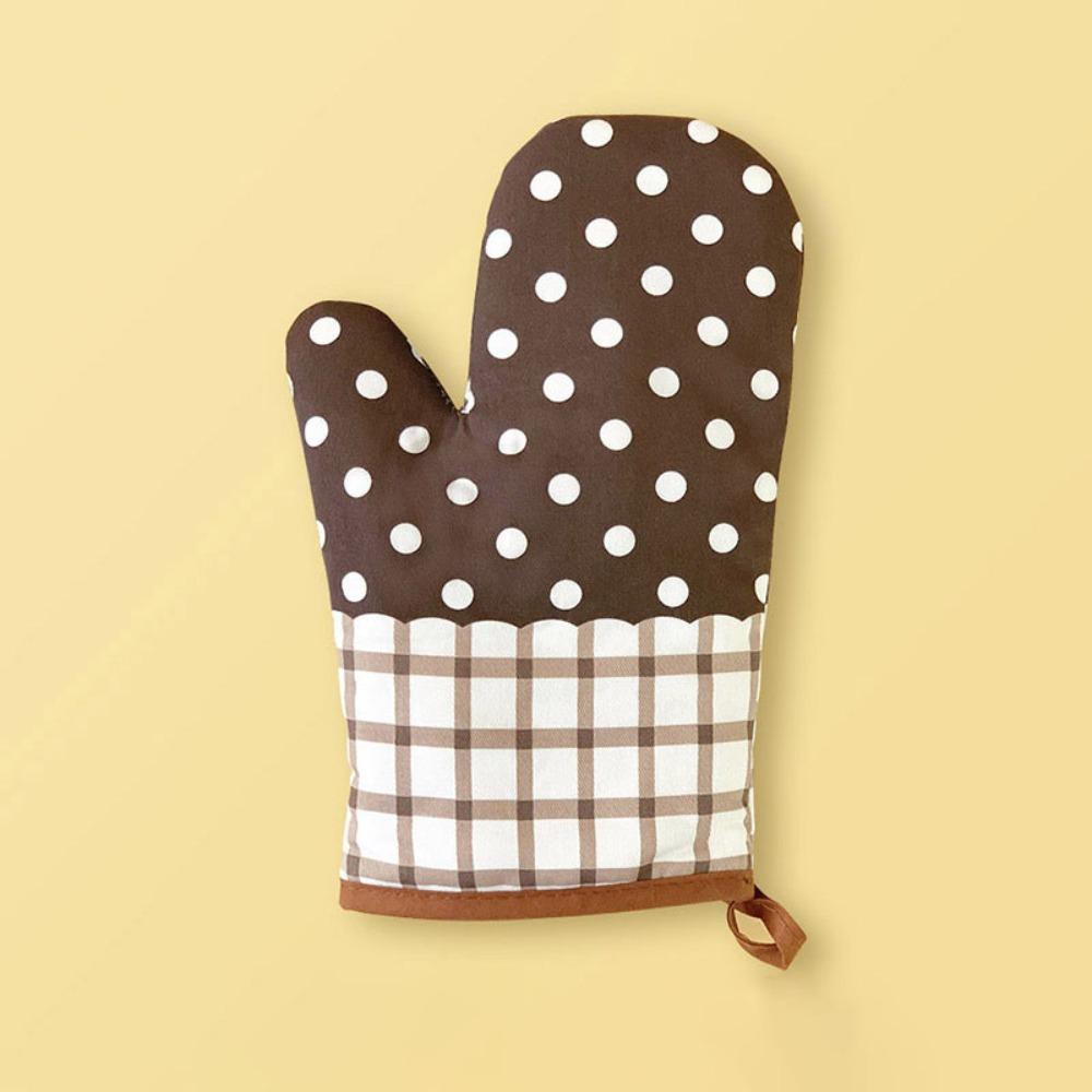 Printed Flower Dots Oven Mitts Thickened Microwave Gloves Heat Insulation Gloves High Temperature