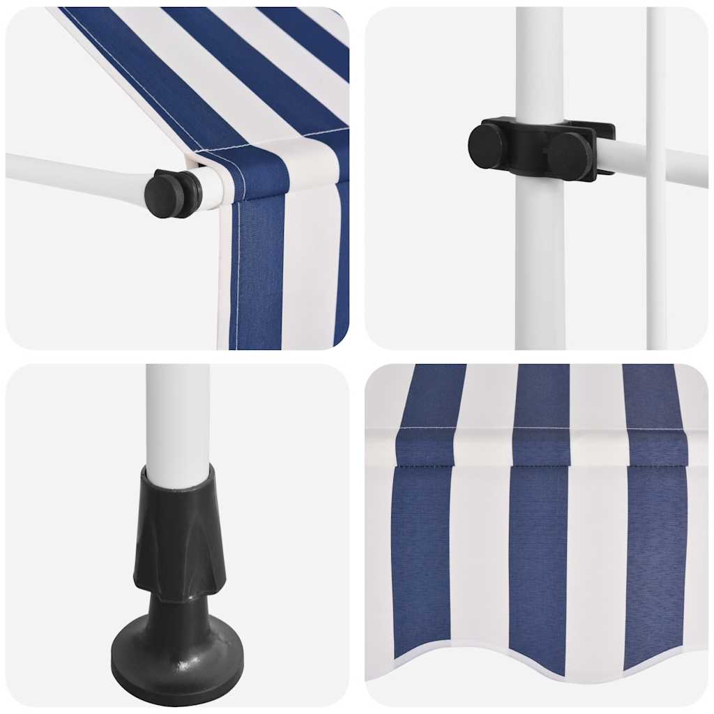 Manual Retractable Awning 200 cm Blue White Striped