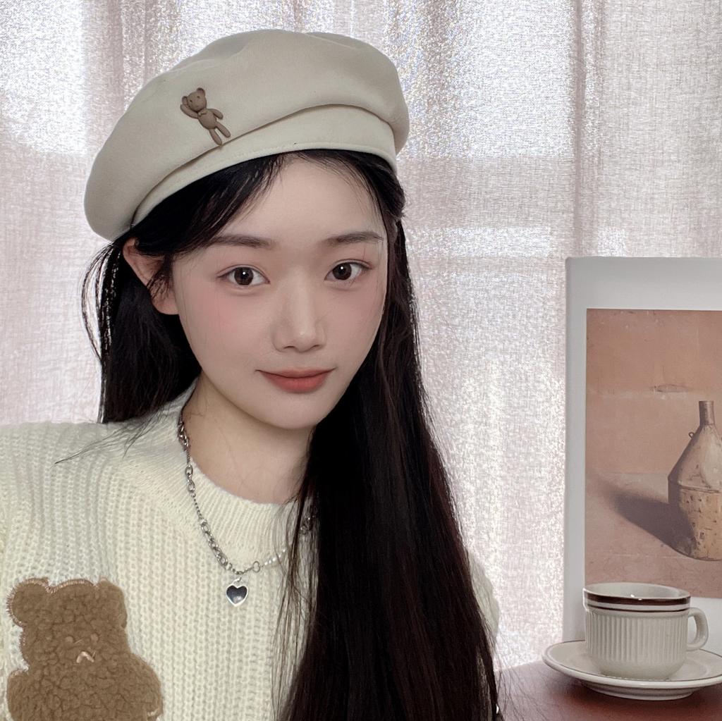 Шерстяной берет с маленьким лицом для детей, японский темперамент, универсальный художник, ретро, большой полевой, британский прилив