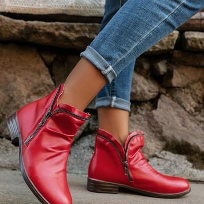Женские модные ботильоны 2025 года, осенние повседневные ботильоны на плоской подошве из искусственной кожи, женские короткие ботинки с металлическим декором на молнии и плиссированным дизайном, короткие боты