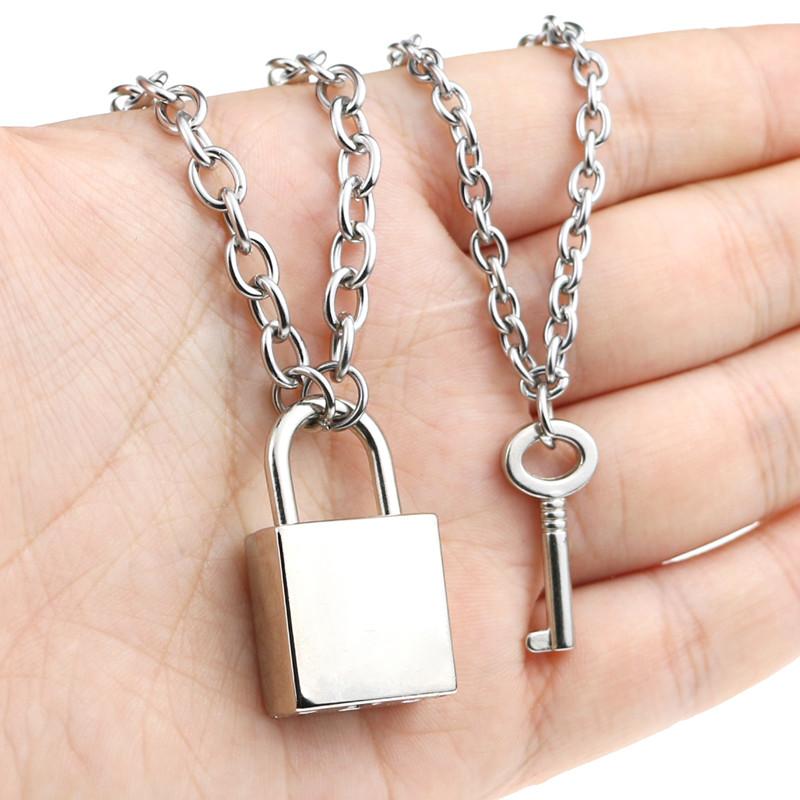 1 пара, цепочка из нержавеющей стали в стиле хип-хоп, рок, ожерелье с ключом и замком, ожерелье с замком для пары, брендовые ювелирные изделия, вечная любовь