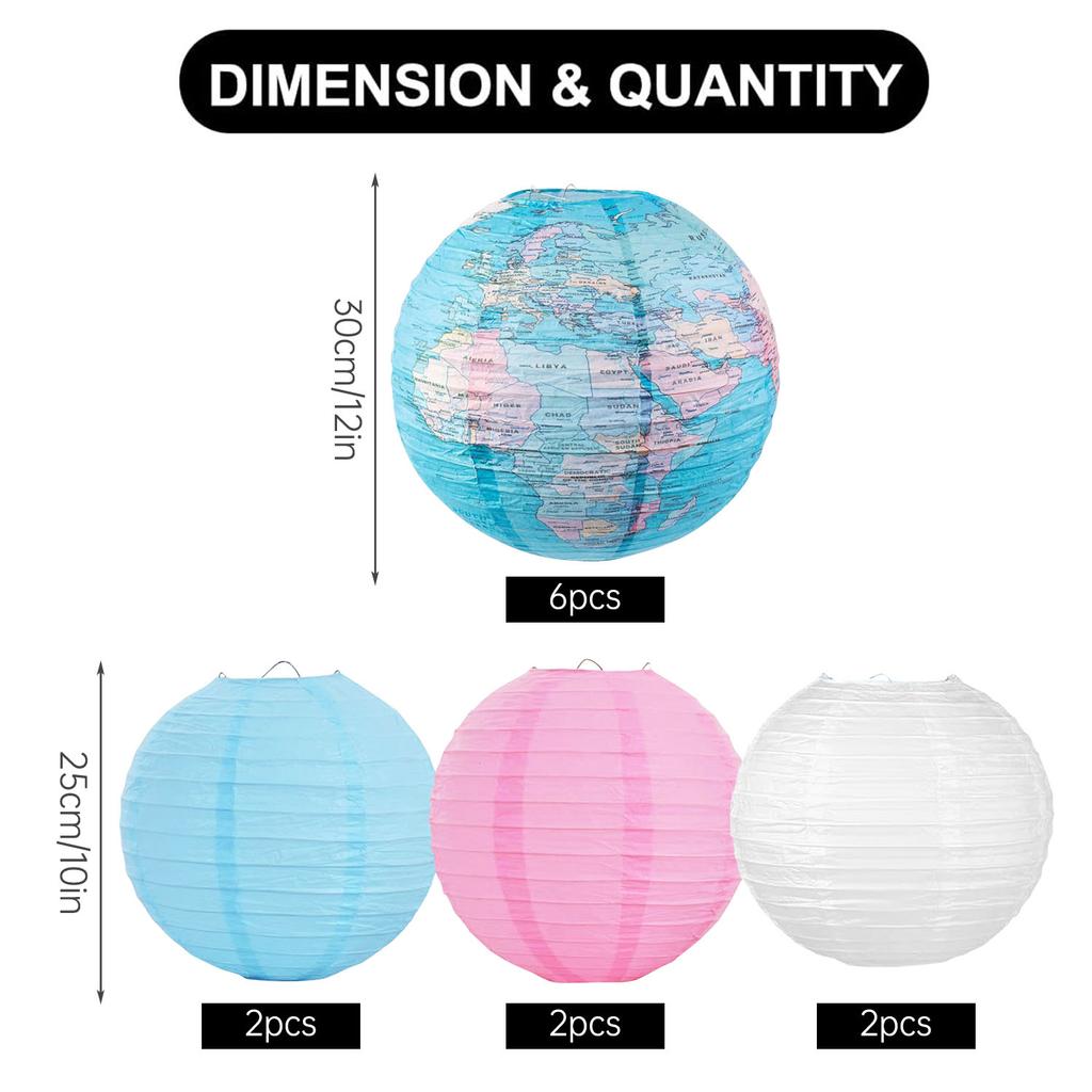 Paper Lanterns Set Hanging Paper Lanterns Ceiling Party Decorations World Map Combination Macaron Lanterns for School Classroom