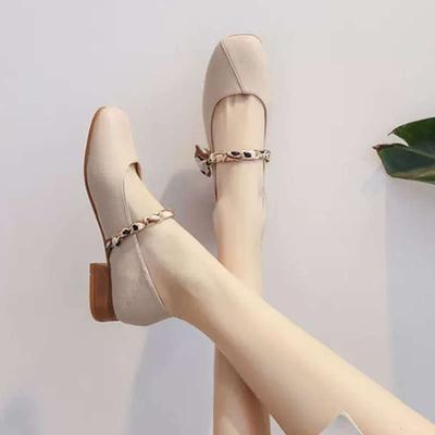 Французские туфли Мэри Джейн, женские летние новые туфли с мелким вырезом, два способа носки, маленький каблук, низкий каблук, туфли-бини