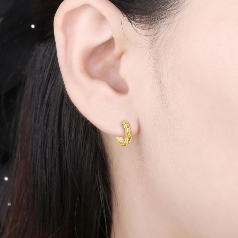 OZAN 925 Sterling Silver Earrings Infinity CZ Hoop Earrings 18K Gold Plated Fashion Gemstone Jewelry for Women Lady Girls