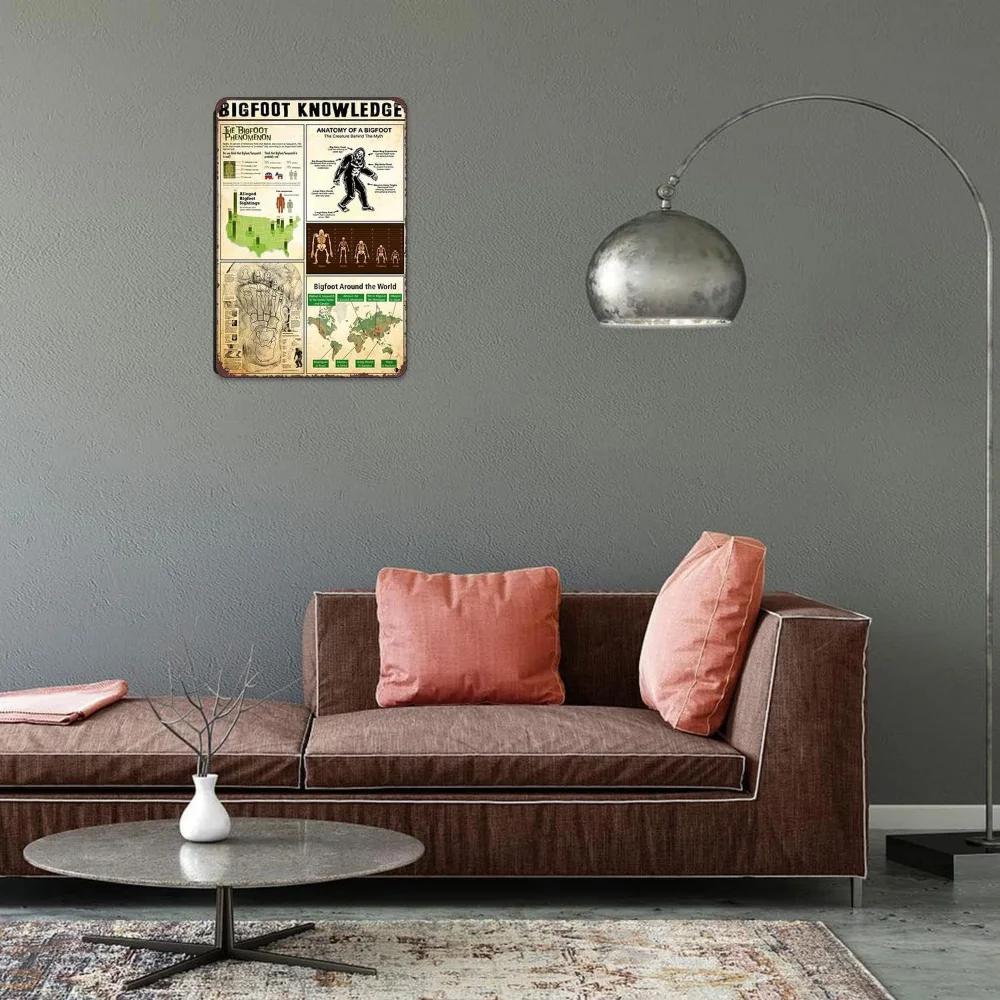 Алюминиевая металлическая жесть с древними знаниями о снежном человеке, настенное искусство 8x12 дюймов, подарок для любителей снежного человека, антикварный дом