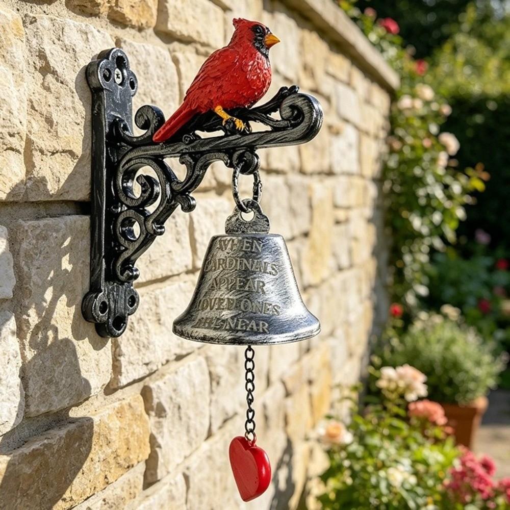 Metal Red Bird Doorbell Sturdy Retro Doorbell Rural Style Wall Mounted Doorbell Entrance Door