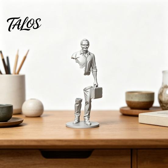 Talos 3D-печатная фигурка работающего человека с портфелем, Современный абстрактный арт-орнамент для рабочего стола, книжной полки, офисного декора, Устойчивое основание, Креативное