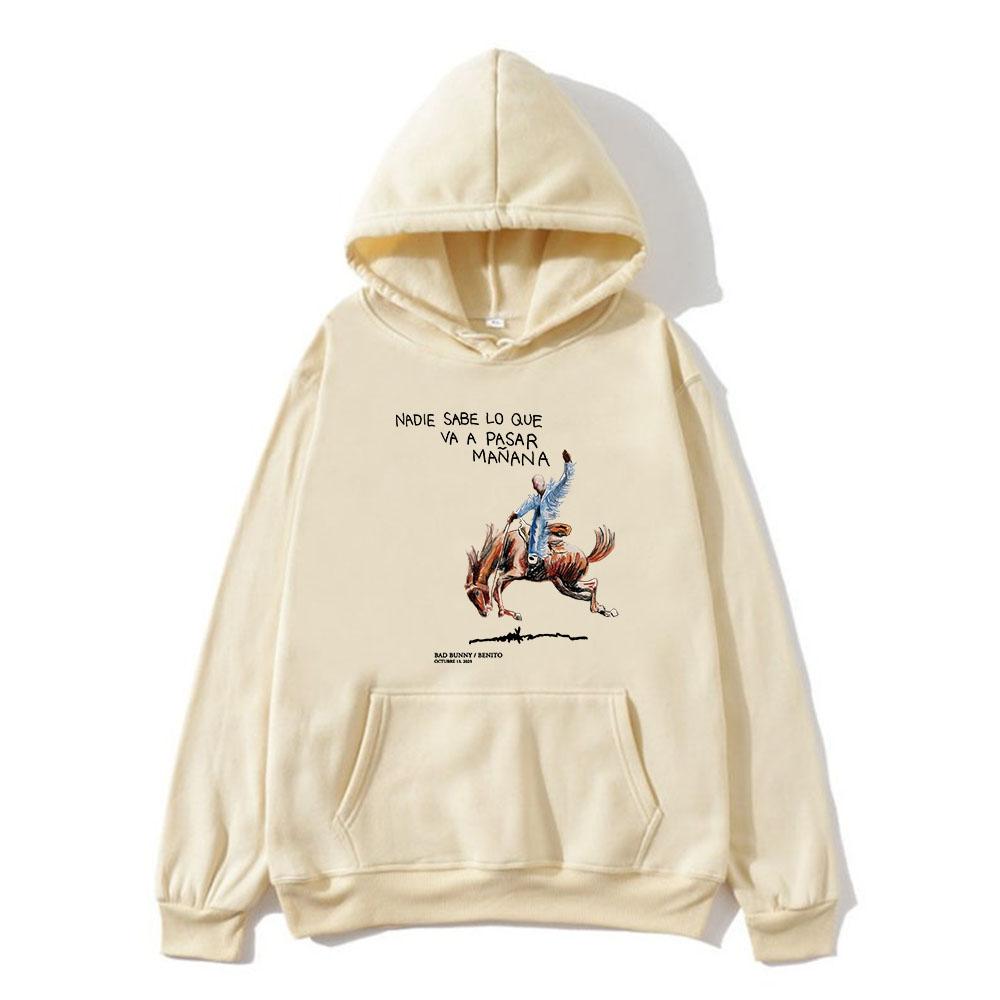 Толстовки Bad Bunny Album Nadie Sabe Lo Que Va Pasar Manana, толстовки Moletom с длинными рукавами Sudaderas, топы с графическим принтом