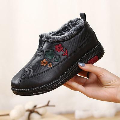 2025 зима новые старые пекинские хлопковые туфли на толстой подошве и с утолщением, обувь для пожилых, теплые женские хлопковые туфли, одна педаль, обувь для мамы