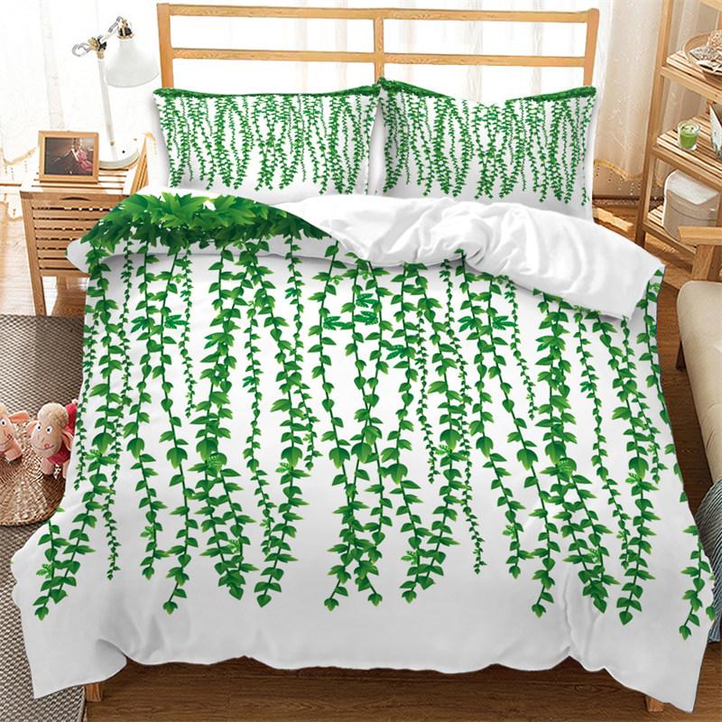 Набор пододеяльников «Одуванчик» Весенне-зеленая ветвь Садовые листья Постельное белье Микрофибра Ботанический Пододеяльник Кинг Декор спальни
