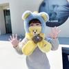 Winter Children One Piece Scarf Hat+Mask Cute Cartoon Baby Ear Protection Cap 1-6 Kids Plush Cross Neckerchief Warm Beanies