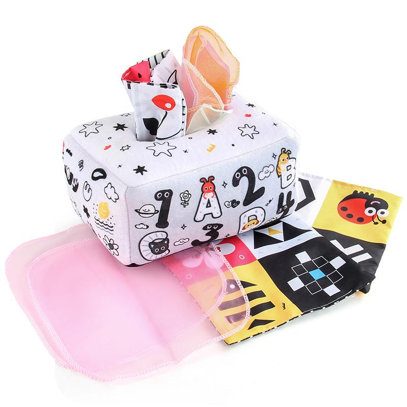 0-3 Year Old Baby Educational Tissue Box, Pink Theme Ringing Paper Cloth Book Simulation Animal Can'T Tear The Paper