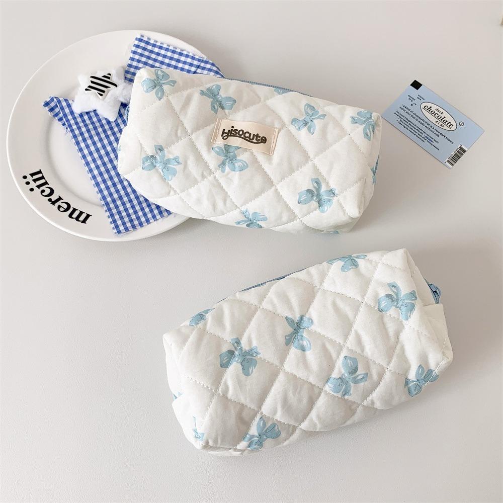 Bowknot Pen Bag Large Capacity Cosmetic Bag Portable Stationery Storage Bag Gift