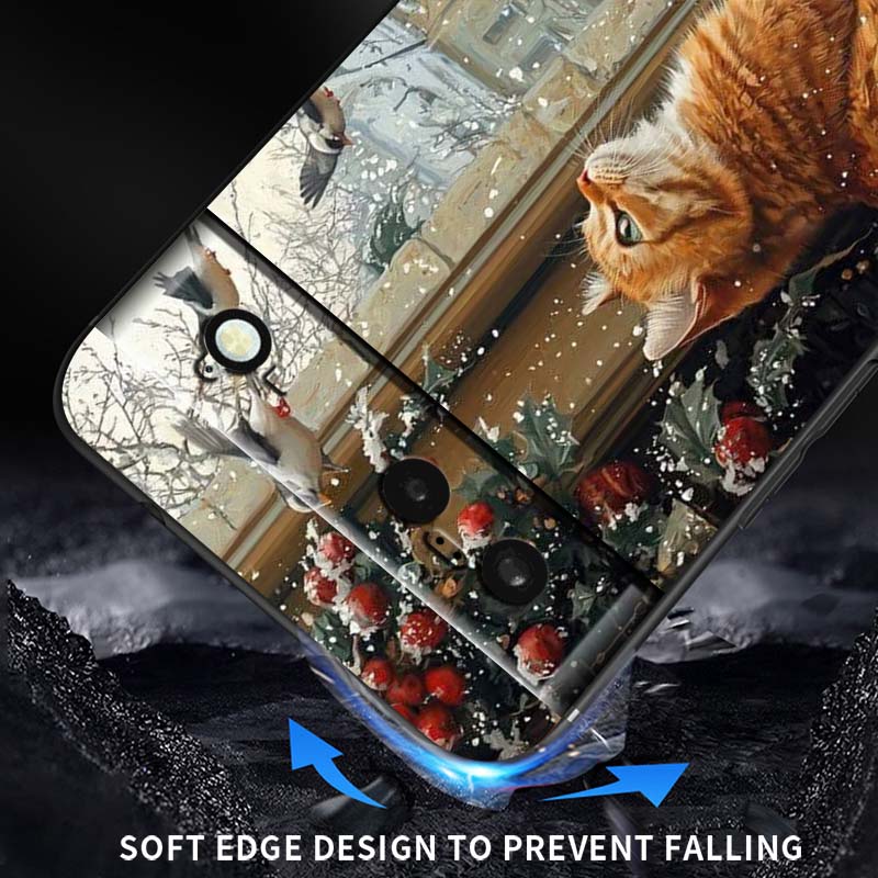 Милая мультяшная кошка Иллюстрация Чехол для телефона Для Google Pixel 10 9a 9 8A 8 7 7A 6 6A Pro XL 2024 5G Черный Мягкий ТПУ Силикон