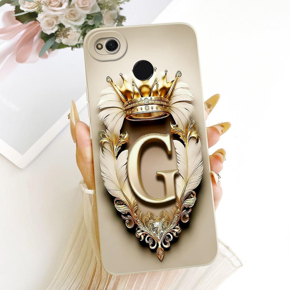 Phone Case For Redmi 4x Cover Luxury A-Z Letters Fashion Crown 2D Painted Silicone Bumper For Xiaomi Redmi 4x Casing