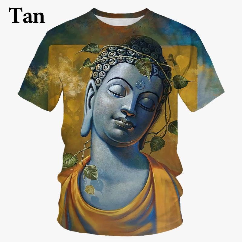 Летняя мужская футболка с 3d принтом «Элигиозный Будда Шакья Муни», футболка с лицом Будды, модные повседневные футболки с круглым вырезом и короткими рукавами