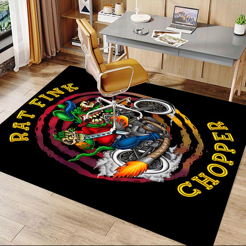 Rat Fink Chopper Ride Carpet For Playroom Bedroom Living Room Sofa Home Decorkids Game Area Rug Nonslip Floor Mat