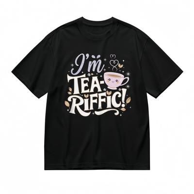 Женская удобная классическая футболка с небольшим стрейчем, с дизайном в виде улыбки, чайной чашки и звезды