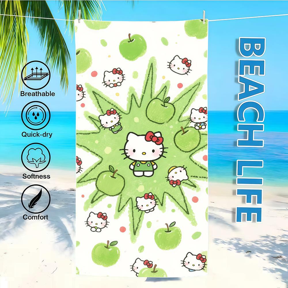 Towel Apple Green K-KittyS-ES Textile H-HelloS-ES Bathrobe Beach Quick-Drying Lightweight Portable Camping Swim SRO Pool Travel
