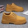 Желтые мужские кроссовки низкие платформенные мужская одежда обувь однотонные мужские повседневные туфли ретро мотоциклетные кожаные туфли для ходьбы